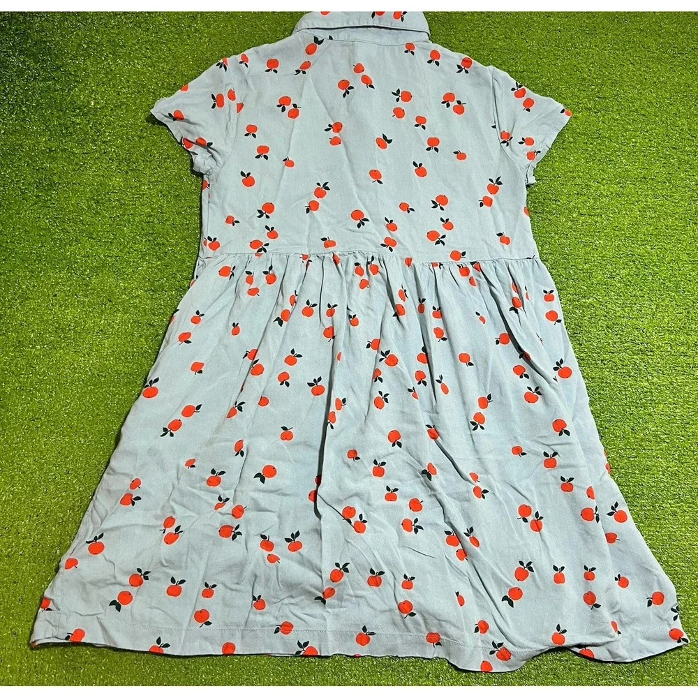 Hanna Andersson Twirl Skater Dress Size 12 (150 Cm) Blue Apple Print Summertime‎